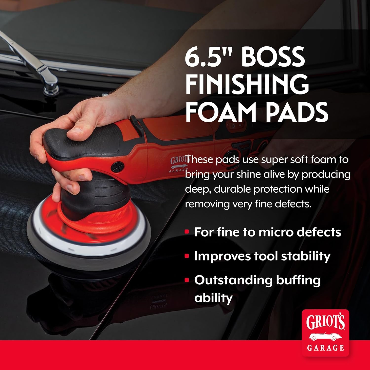6.5 Inch BOSS Finishing Foam Pads, Pack of 2
