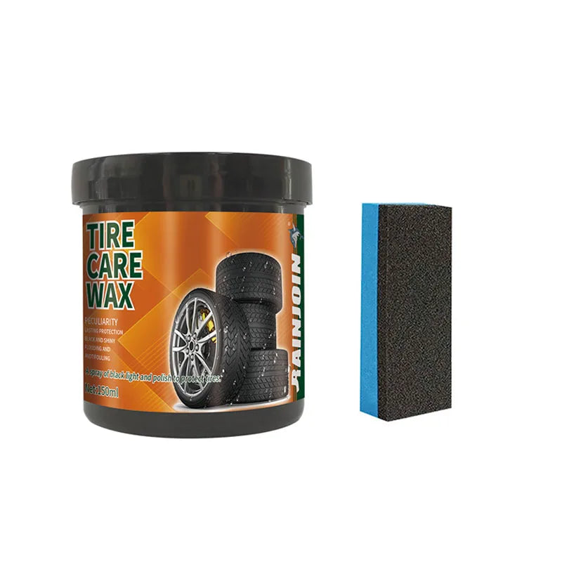 Tire Coating Wax with Sponge Car Tire Retreading Wheel Cleaning Coating Wax Black and Bright Paste Car Detailing Rim Cleaner
