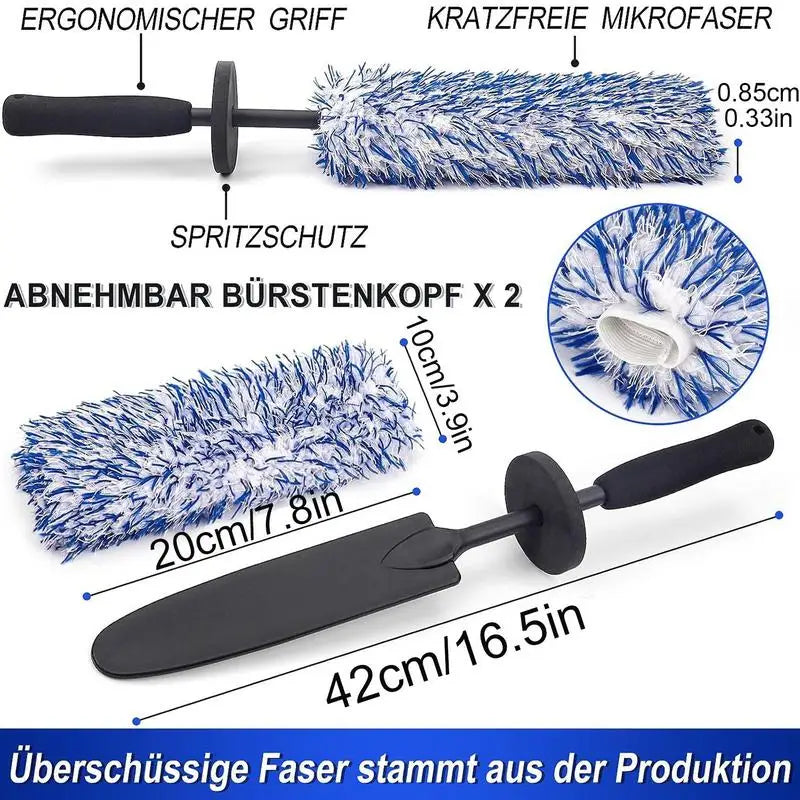 Car Rim/Wheel Brush Set (Bendable, with Cloth Cover)