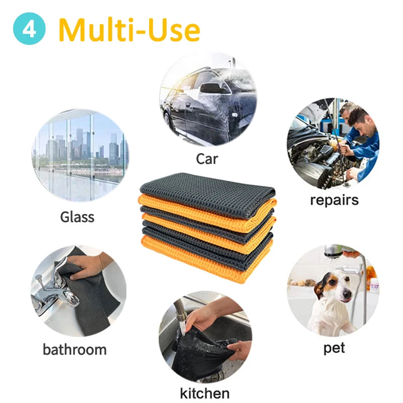 Waffle-Weave Microfiber Car Drying Towel