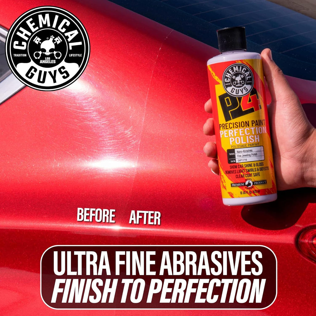 Chemical Guys, C4 & P4 Compound & Polish Paint Correction Kit, 2 X 16 Oz | Cut Scratches, Swirls and Towel Marks with C4, Then Refine Depth and Gloss with P4, Safe on Clear Coat Paint