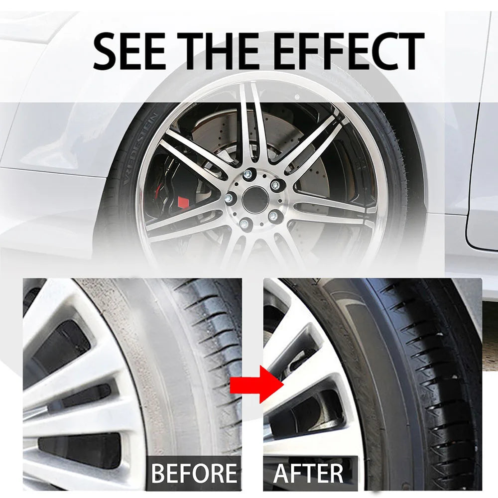 Tire Coating Wax with Sponge Car Tire Retreading Wheel Cleaning Coating Wax Black and Bright Paste Car Detailing Rim Cleaner