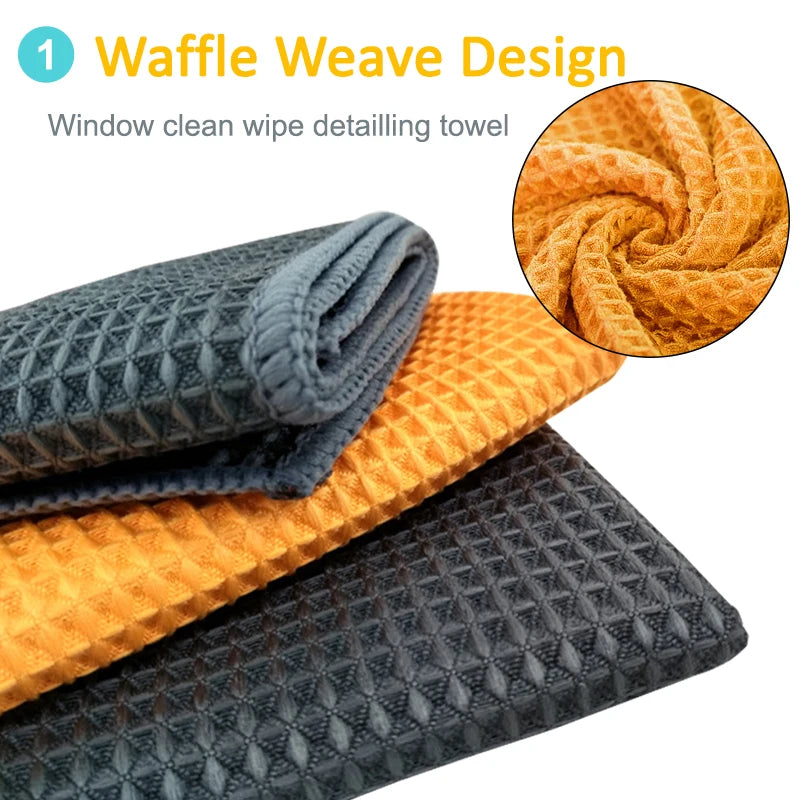 Waffle-Weave Microfiber Car Drying Towel