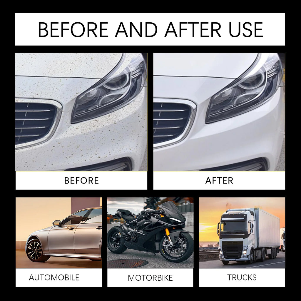 Panels before and after cleaning with the foam cleaner