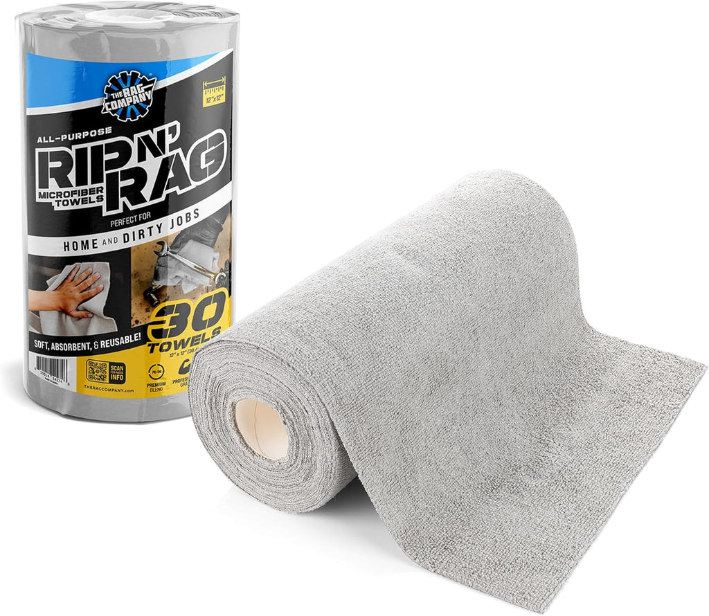 The Rag Company Rip N' Rag Reusable Towel Roll, 30-Count