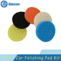Five foam polishing pads – yellow, orange, white, blue and black