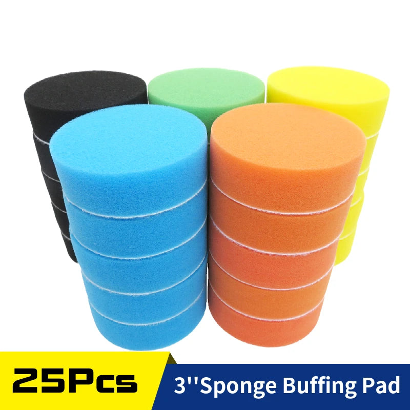3-Inch Foam Polishing Pads, Black Ultra-Soft (25-Pack)