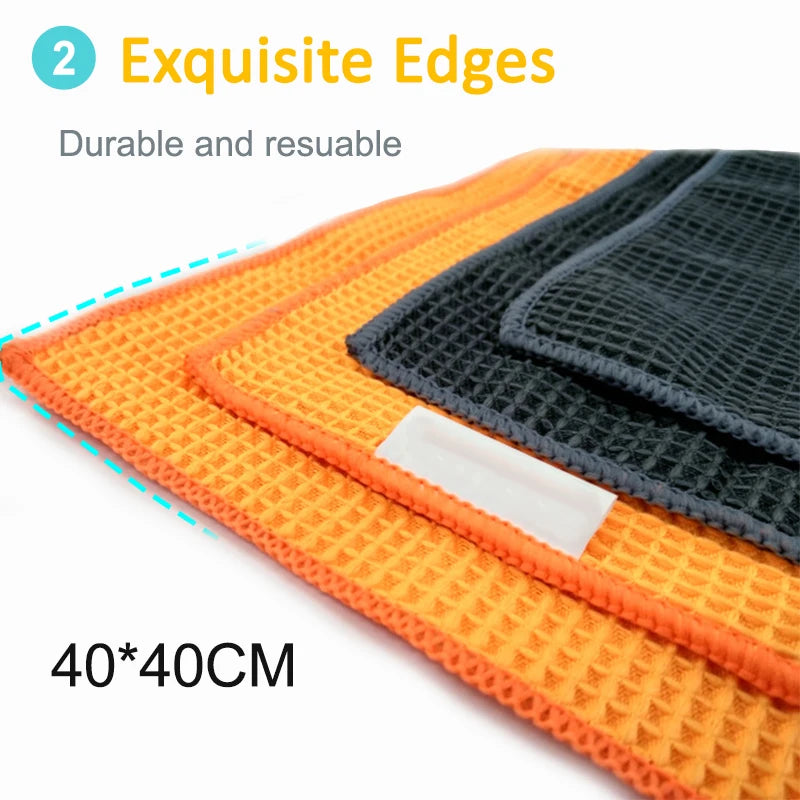 Waffle-Weave Microfiber Car Drying Towel