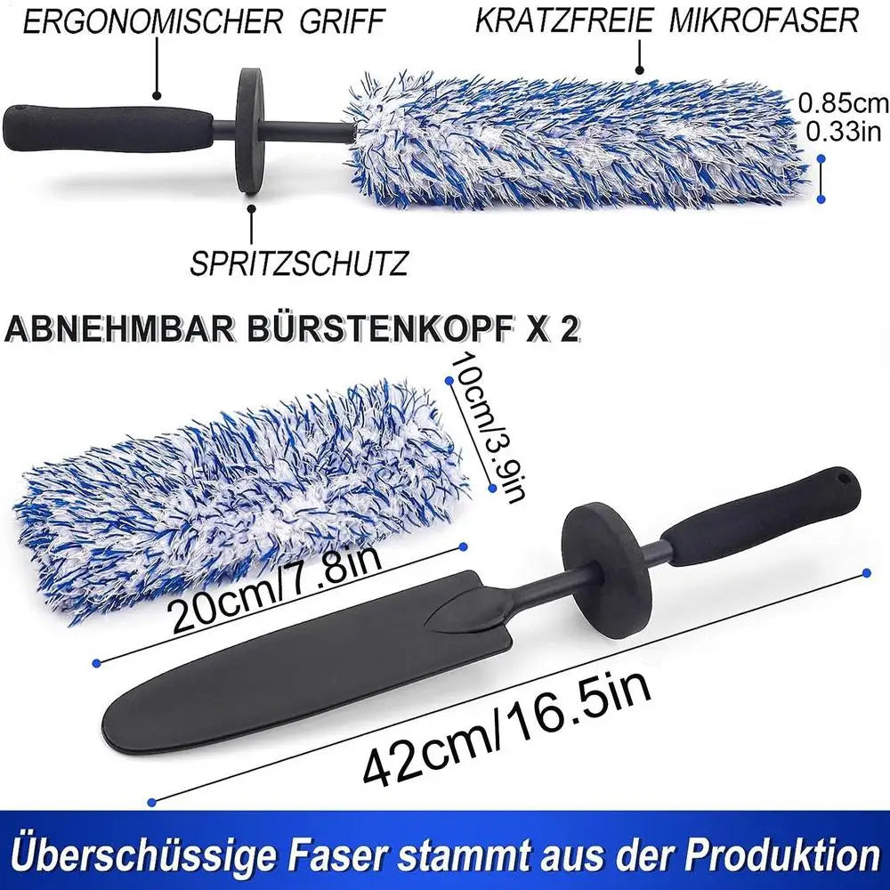 Car Rim/Wheel Brush Set (Bendable, with Cloth Cover)