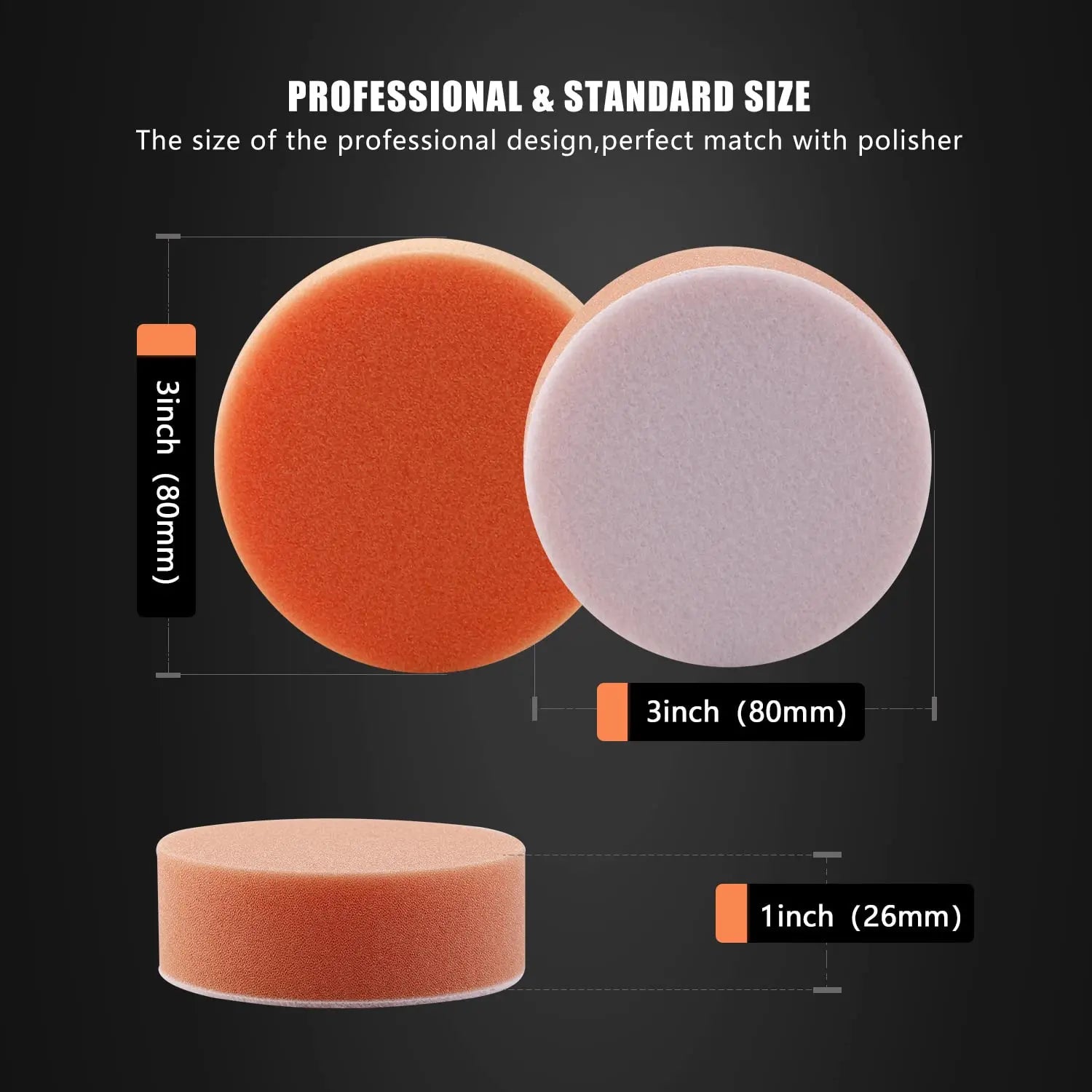 3-Inch Foam Polishing Pads, Black Ultra-Soft (25-Pack)