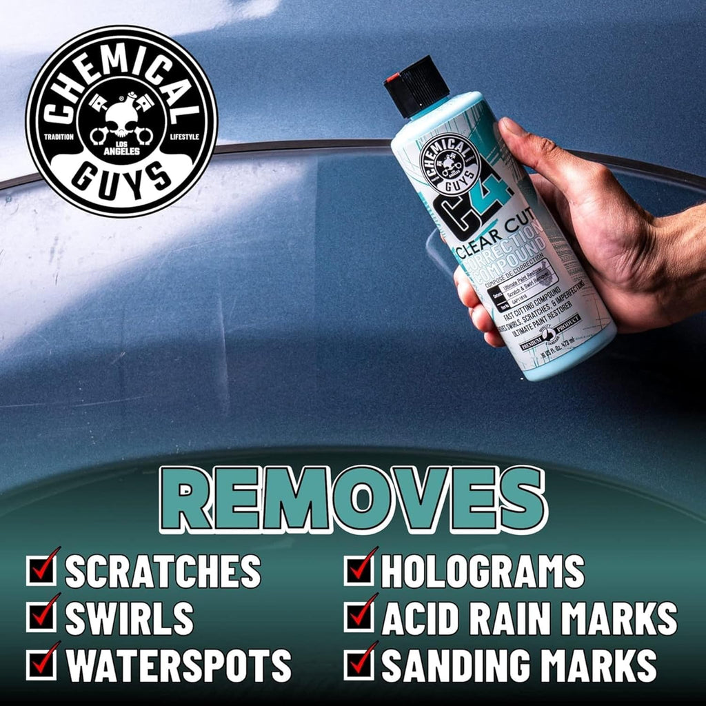 Chemical Guys, C4 & P4 Compound & Polish Paint Correction Kit, 2 X 16 Oz | Cut Scratches, Swirls and Towel Marks with C4, Then Refine Depth and Gloss with P4, Safe on Clear Coat Paint
