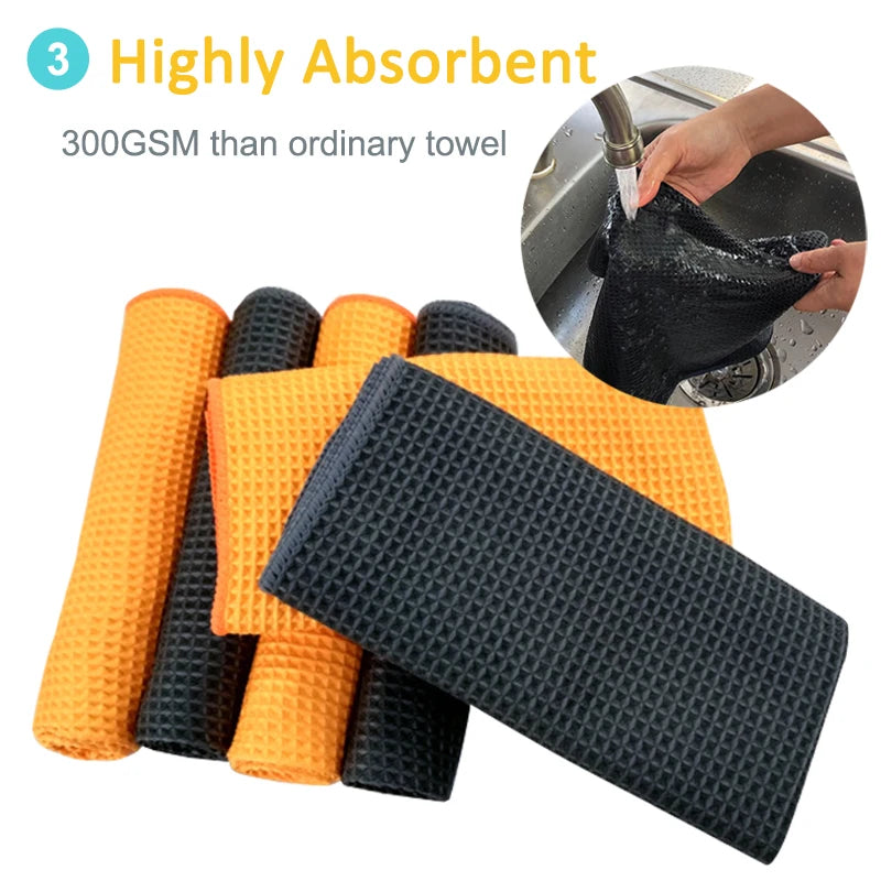 Waffle-Weave Microfiber Car Drying Towel