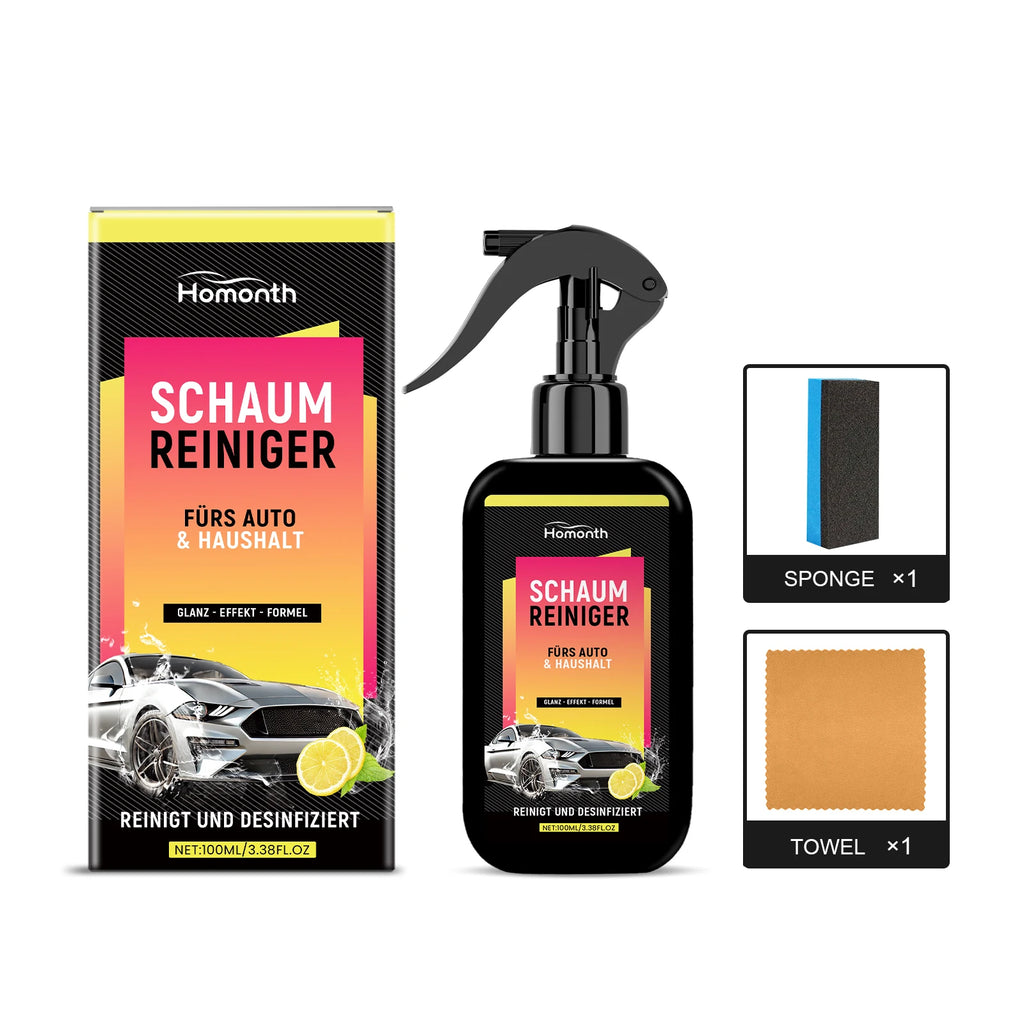 Foam cleaner kit – 100 ml spray, applicator sponge and microfibre towel