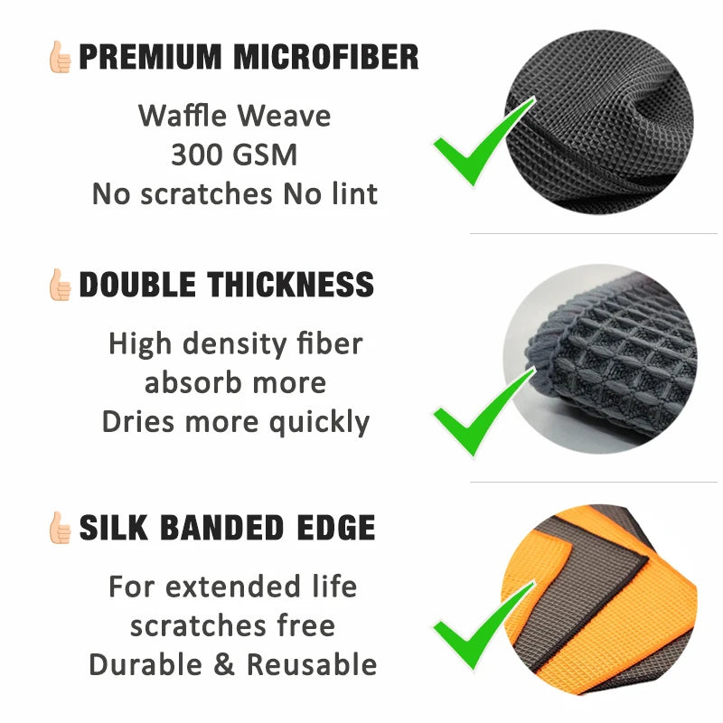 Waffle-Weave Microfiber Car Drying Towel